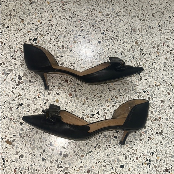Ferragamo Arita leather D’Orsay pump kitten heel 9 black bow point toe - Picture 9 of 10